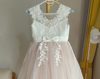 Lace Flower Girl Dress: Tulle Tutu, Illusion Applique