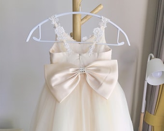Lace Champagne Flower Girl Dress: Tulle Tutu Communion Dress