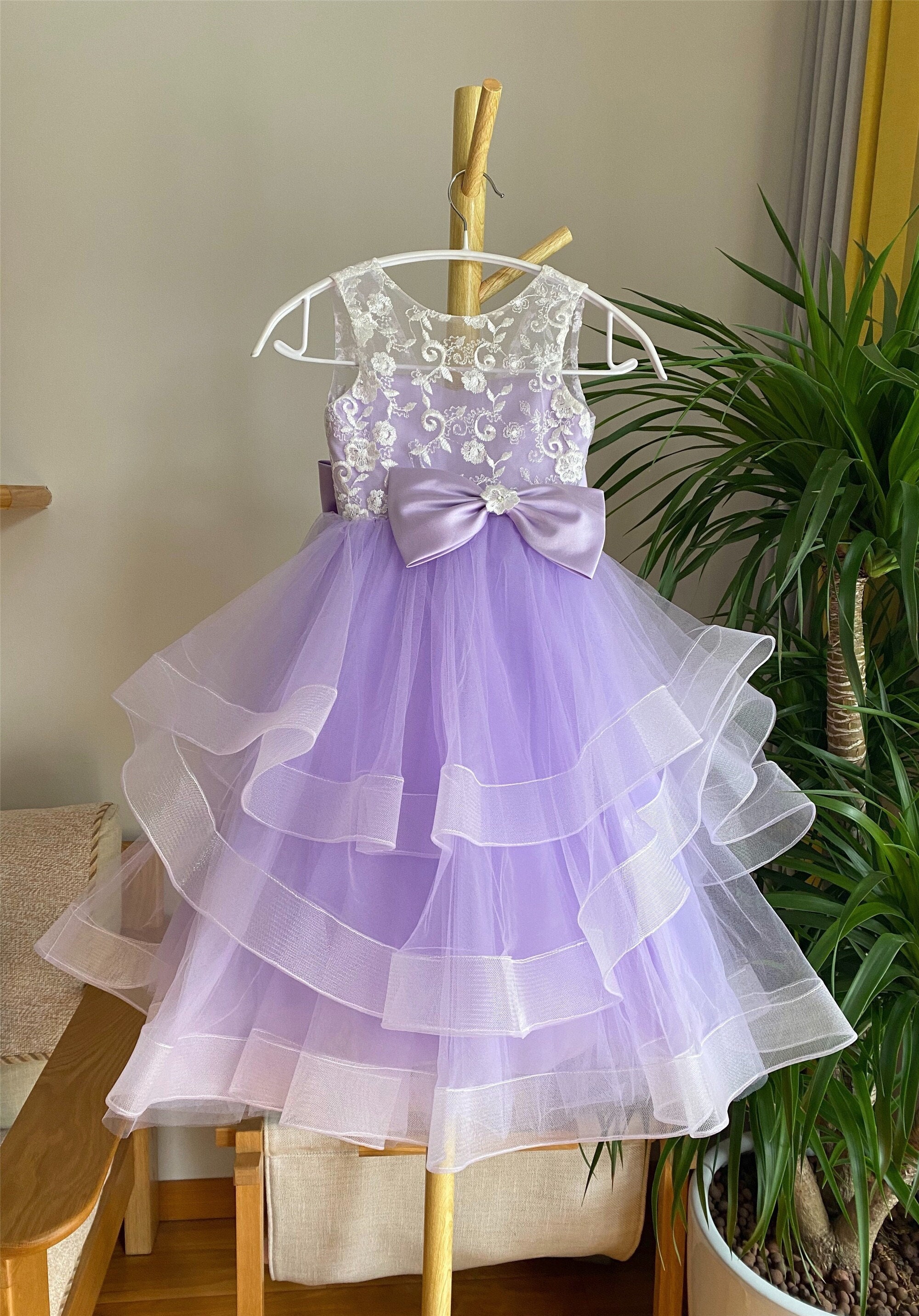 Purple Kids Formal Dress - Etsy UK