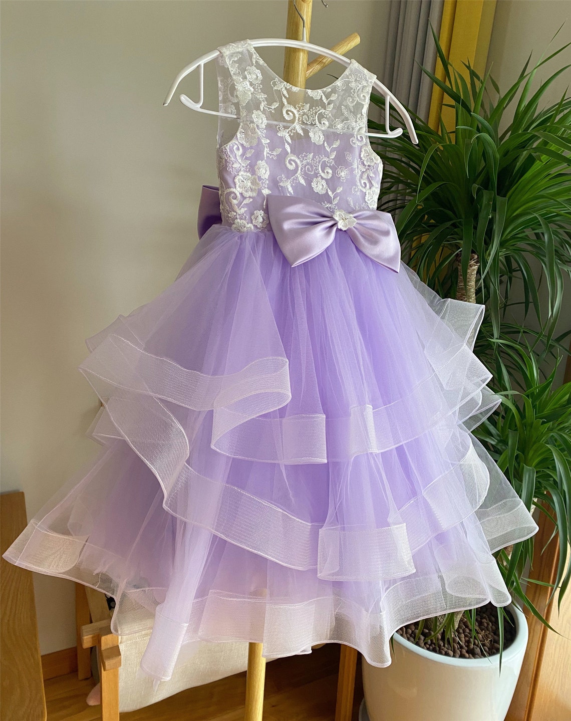 Lace Flower Girl Dress Purple Color Tulle Flower Girl Dress Etsy
