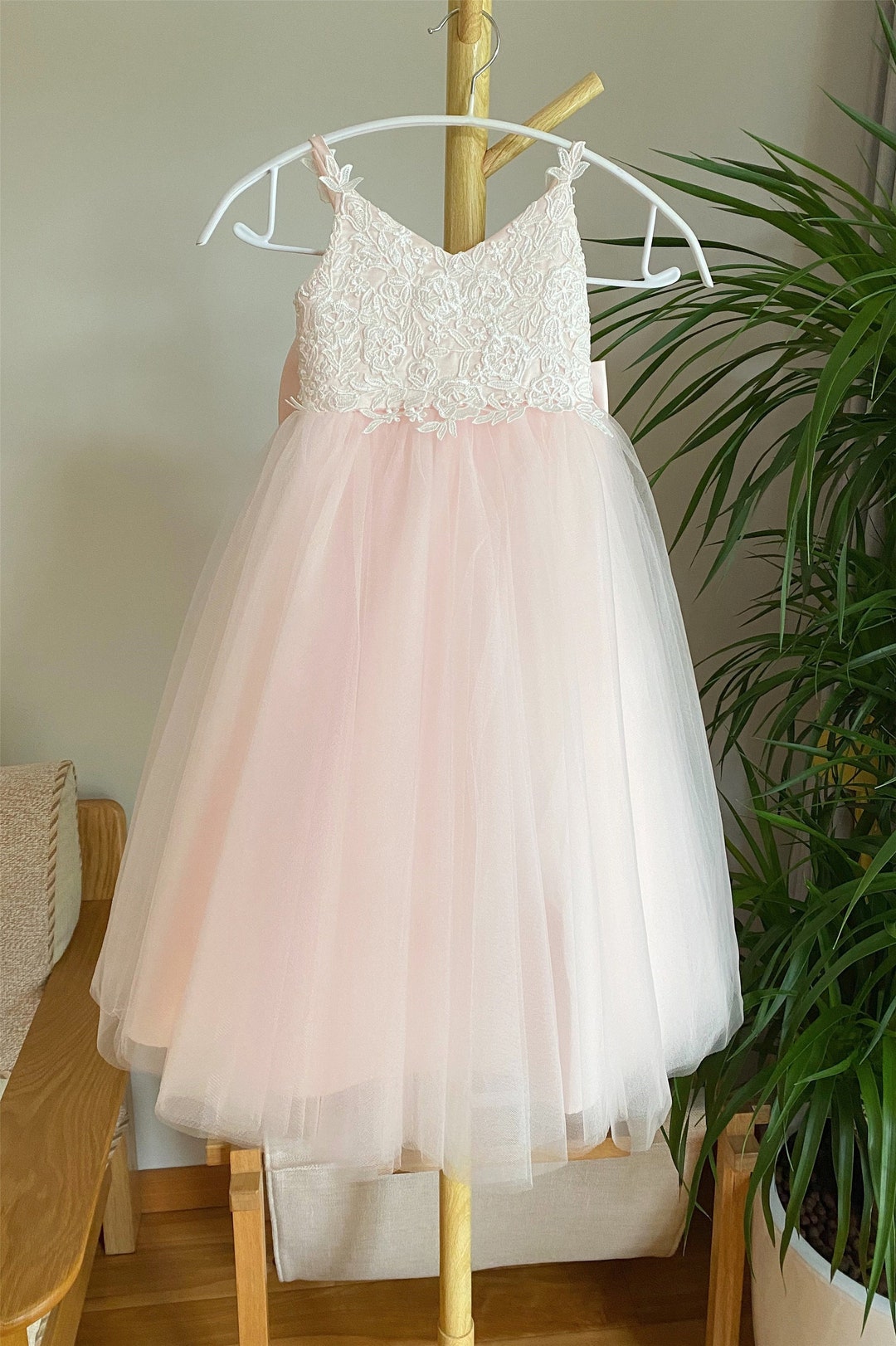 Pink High-Low Tulle Lace Top Flower Girl Dresses, Lovely Tutu Dresses,  D1141
