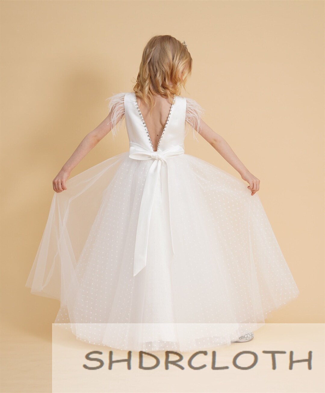Flower tulle blouse 【White】 Scalloped Punch Flower Applique Tulle Capelet | David's Bridal