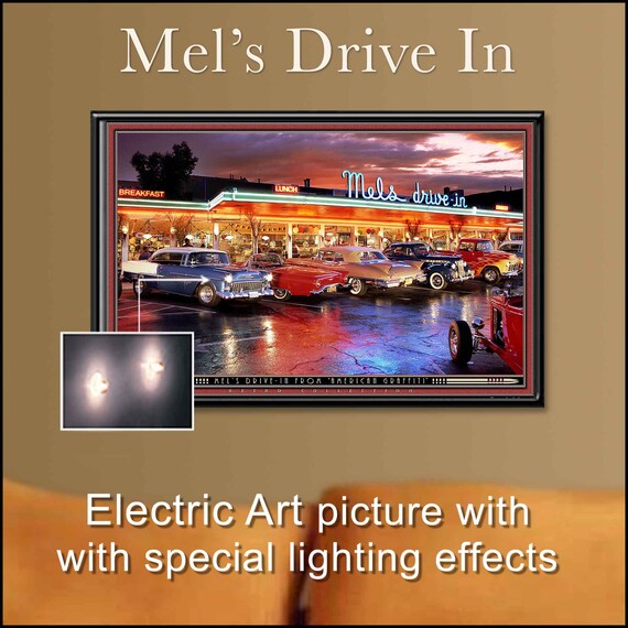 Mel S Drive In Electric Art Picture With Led Lights And Etsy