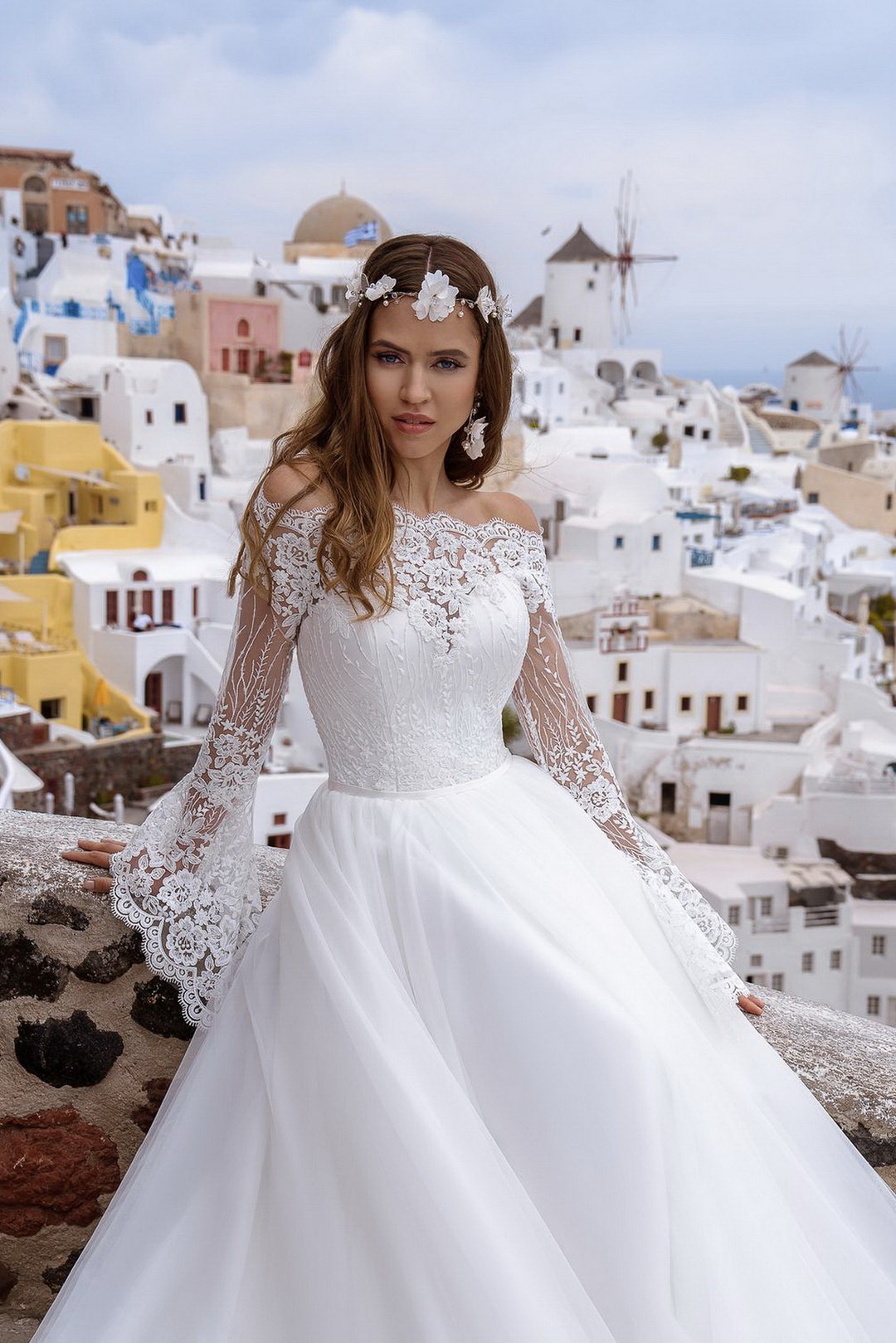 Lace Wedding Dress, Princess Bridal Gown, Long Sleeves Wedding Dress ...