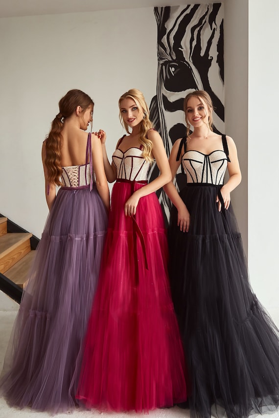Korsett Abendkleid modernes Kleid lange Ballkleid kurze - Etsy