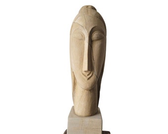 Head of woman Modigliani replica | Stone Sculpture Home decoration | Original gift