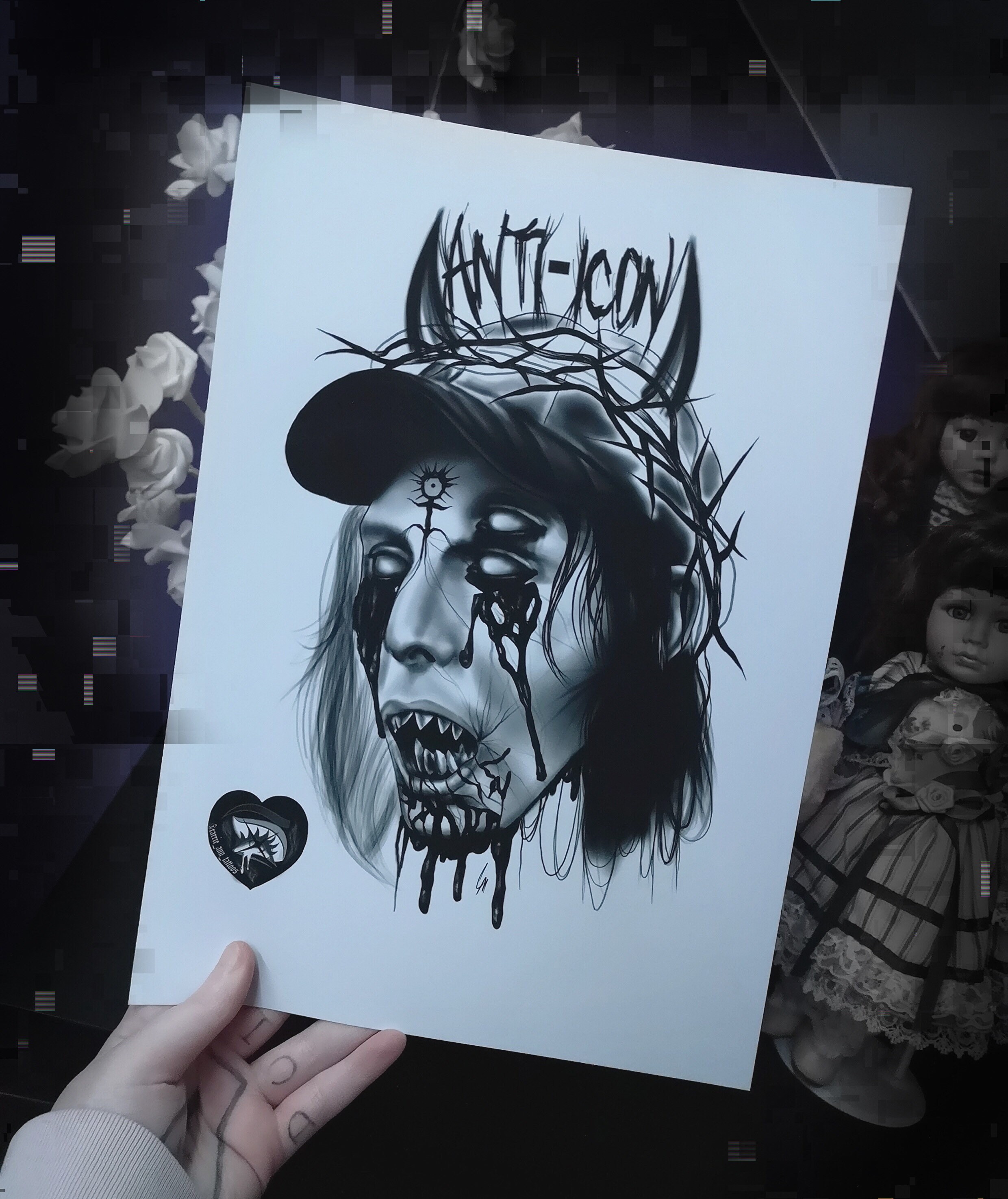 pics Ghostemane Tattoos Drawing ghostemane a4 print ghostemane art print artist gothic horror dark tattoo tattoo design drawing digital art egirl