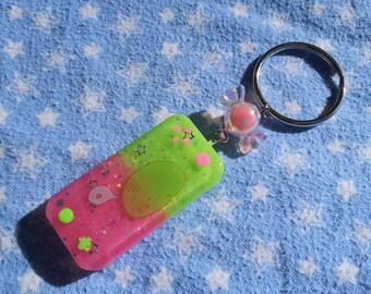 Neon green blacklight reactive Keychain Wand Athame
