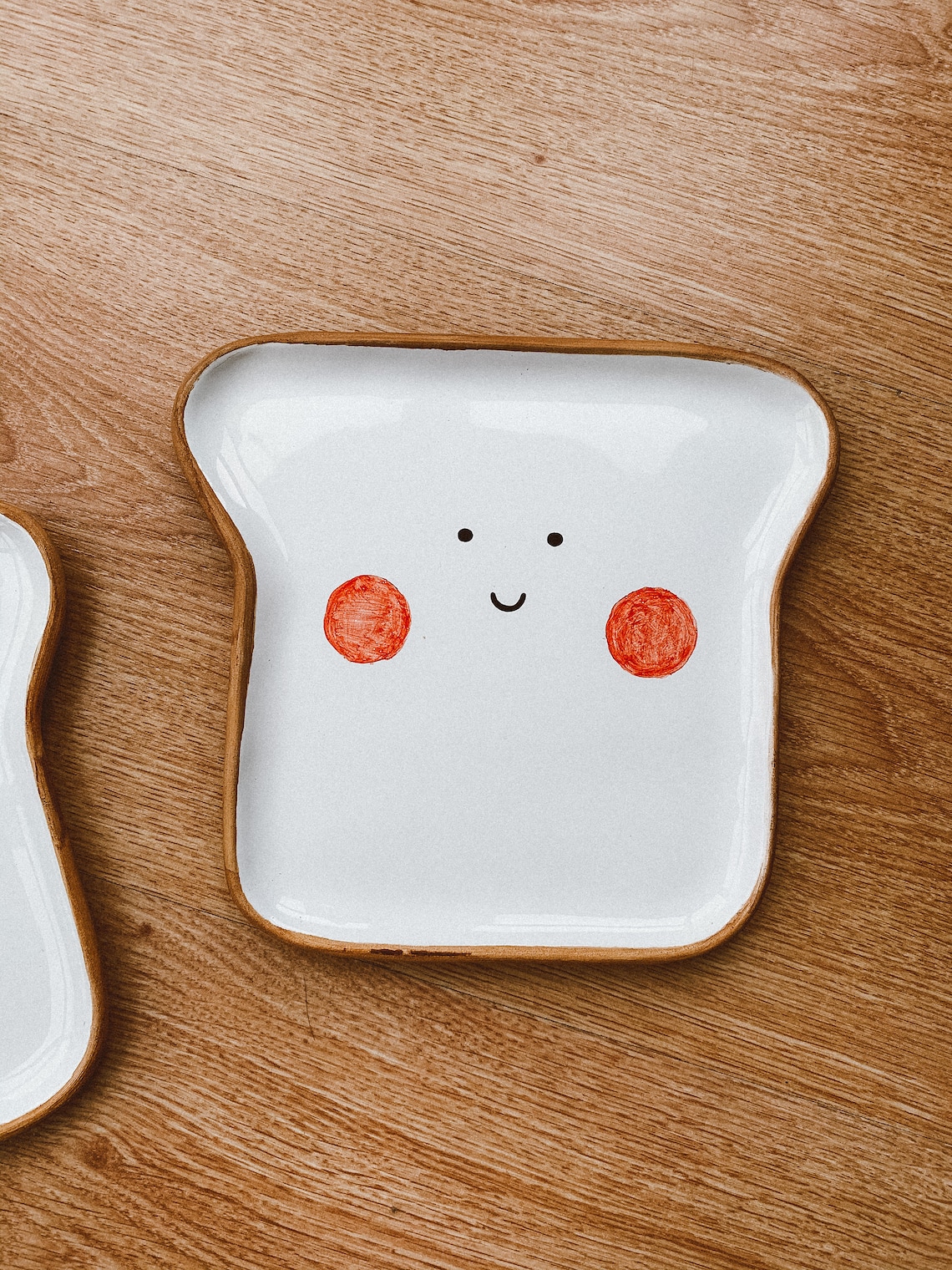 Set of two Ceramic ToastShaped Breakfast Plate cute dishes Etsy
