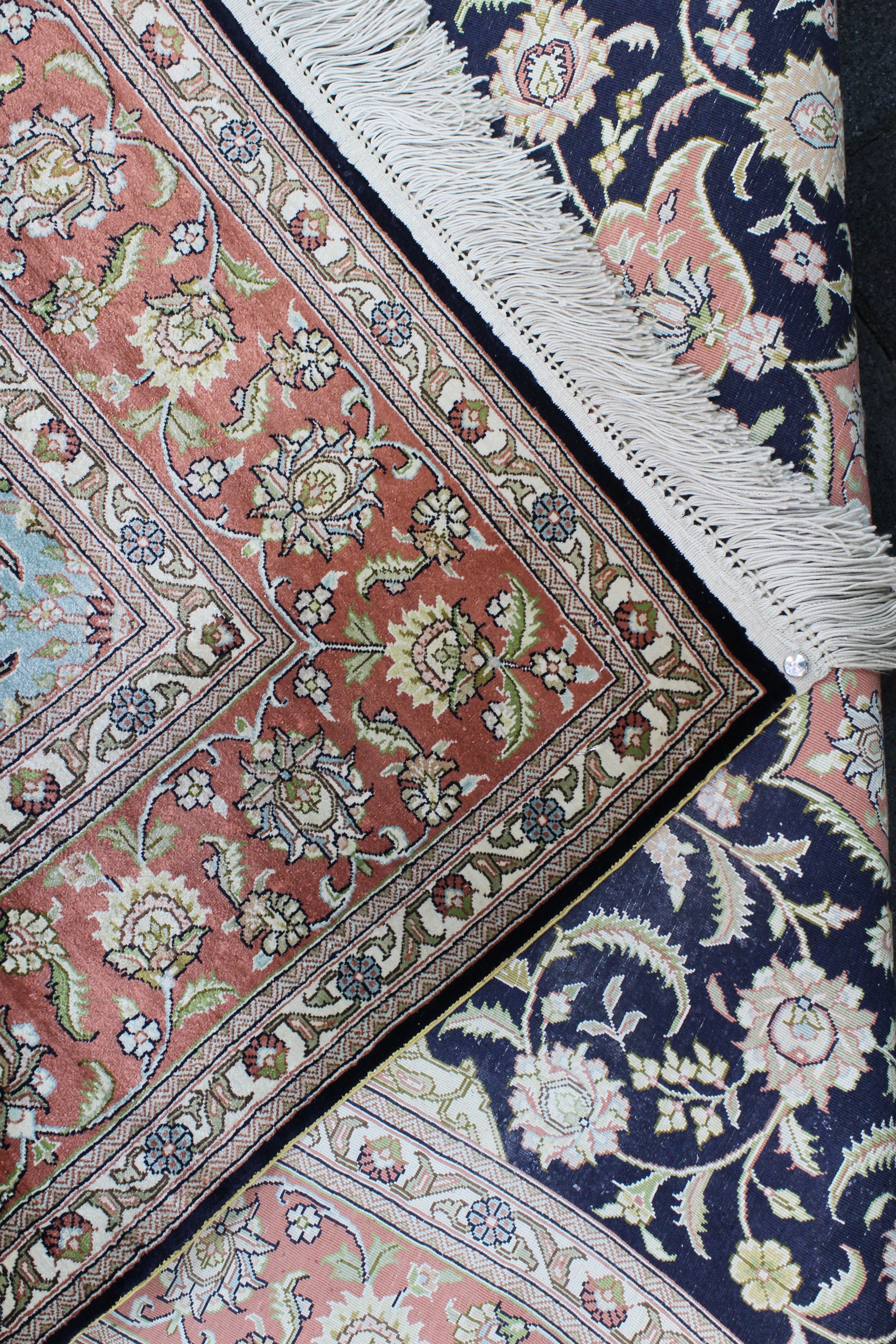 Navy Vintage Silk Rug 4x6 Feet Black Slik Rug Handmade Rug Etsy