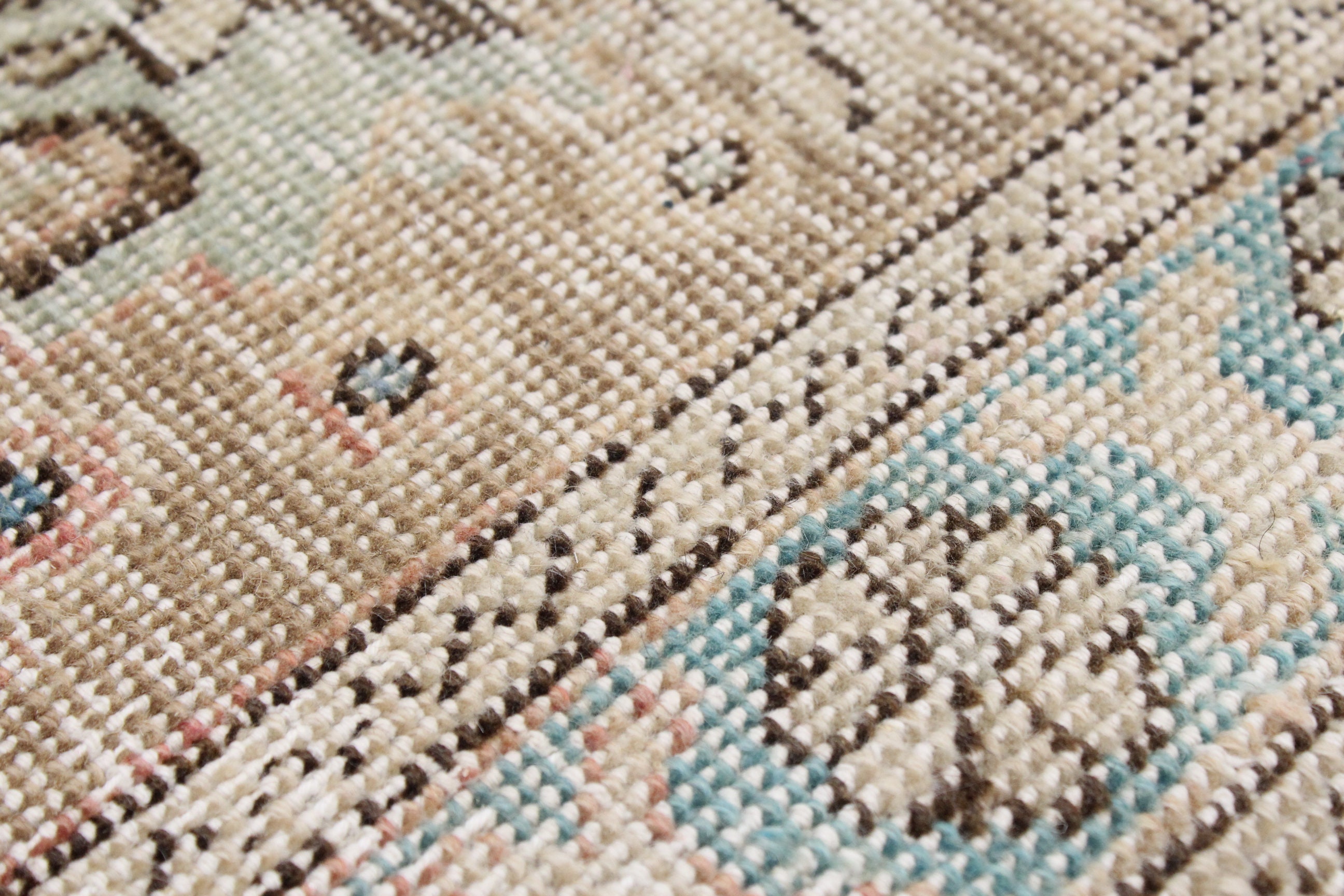 Vintage Circle Rug Fragment, 1.4x1.4 Feet, Persian Rug