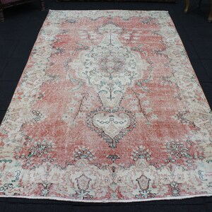 Turkish Oushak Rug, 5.5x9.2 Area Rug, Burnt Orange Rug, Wool Rug, Vintage Rug, Hand Knotted Rug, Oriental Rug, Bohemian Rug, Area Rug, UK