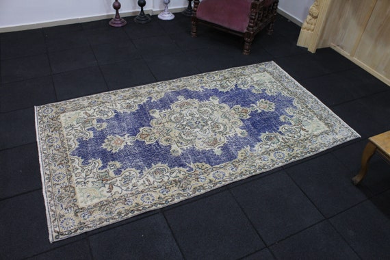Vintage Navy Rug, 3.8x6.8 Area Rug, Oushak Rug, Turkish Rug, Handwoven Rug, Anatolian Rug, Designer Rug, Oriental Rug, Unique Rug, Boho Rug