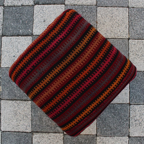 Vintage Carpet Ottoman Stool, Foot Rest, 1.2x1.2x1.4 Feet, Beech Wood shops Dtool, Aztec Rug Bench, Farmhouse Decor, Entry Bench, Bed Front Stool