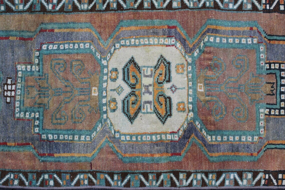Turkish Rug, Small Rug, 1.6x3.1 Feet, Gray Rug, Brown Rug, Vintage Wool ...
