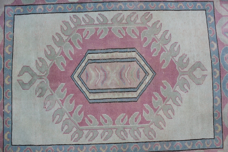 Deco Rug Boho Rug Muted Area Rug Wool Area Rug 5x6.5 Area Rug Vintage Area Rug Pink Turkish Rug Rug for Living Room Handwoven Rug
