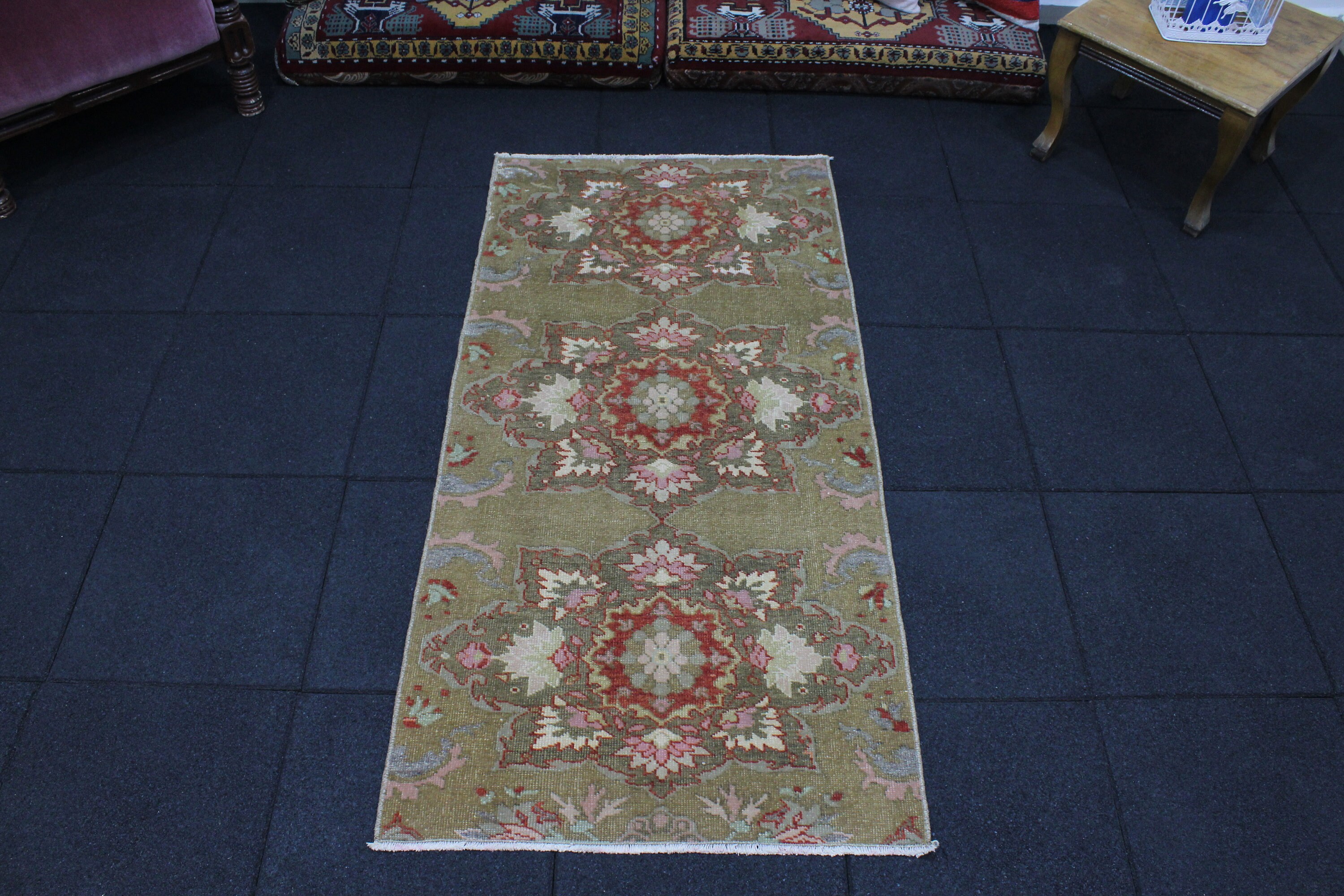 Vintage Rug Runner Rug 2.5x5 Feet Green Runner Rug Turkish Etsy UK