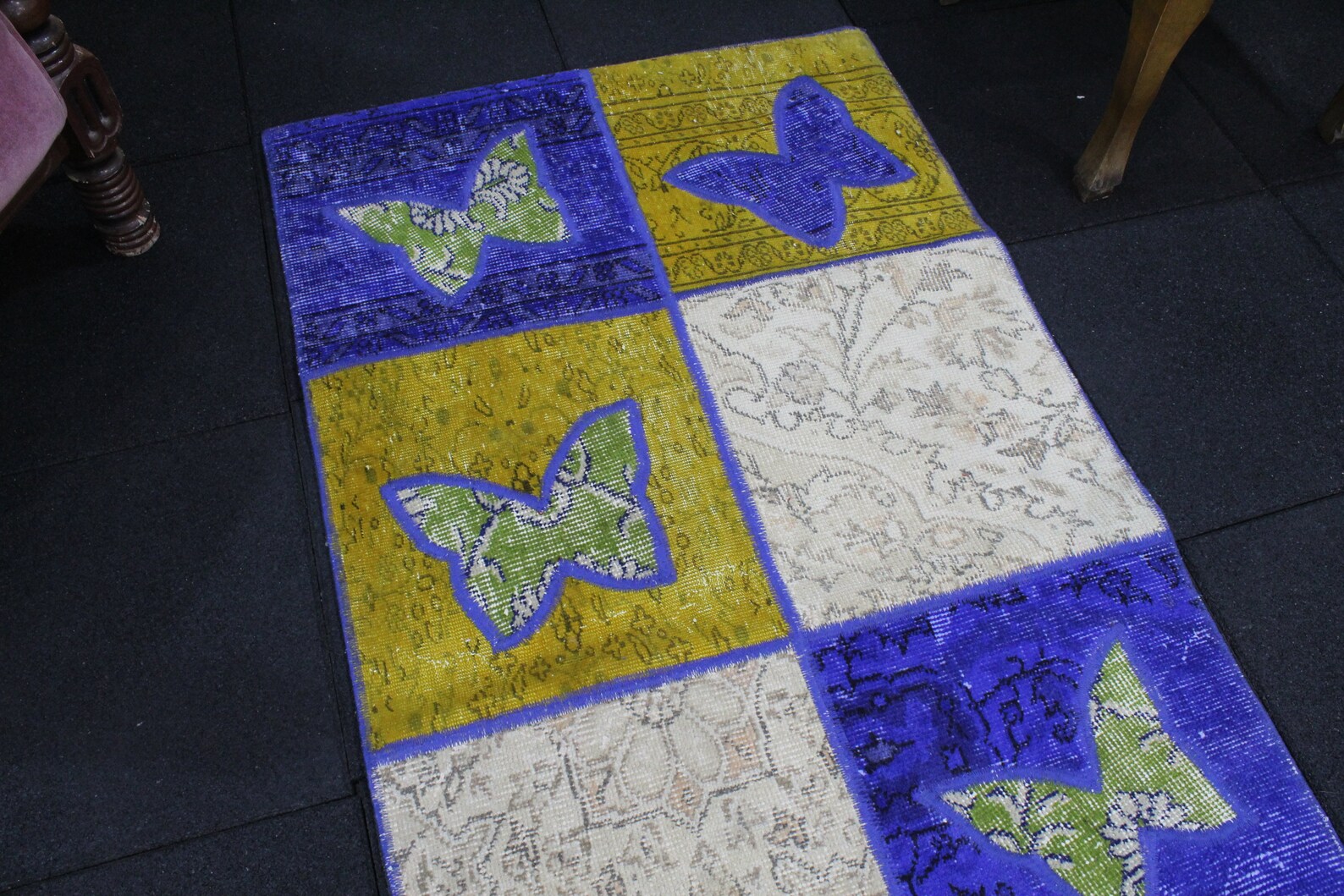 Patchwork Runner Rug 2.6x10.5 Runner Rug Butterfly Desing - Etsy