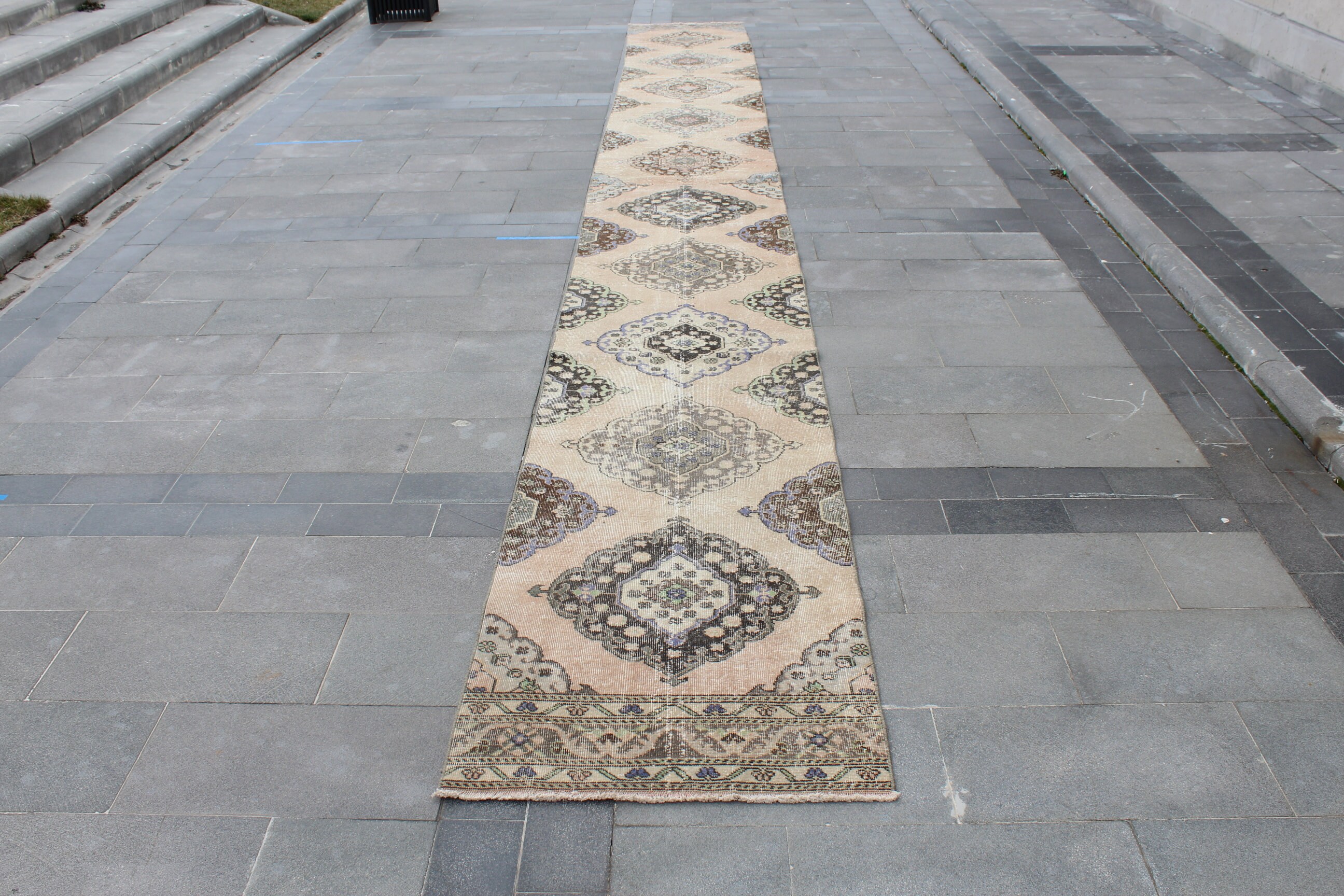 ヴィンテージランナーラグ、2.7x24.3ランナーラグ、モカランナー