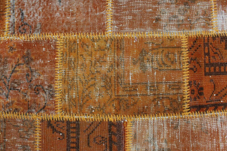 Nursery Rug Vintage Small Rug Overdyed Rug Rug for Bathroom Orange Patchwork Small Rug Distressed Rug 3.3x4.4 Turkish Rug Outdoor Rug