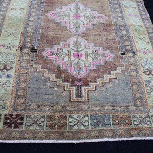 Antique Rug, 4x7.6 Area Rug, Brown Area Rug, Wool Rug, Tribal Rug, Vintage Area Rug, Turkish Rug, Bohemian Rug, Nursery Rug, Handwoven Rug image 5