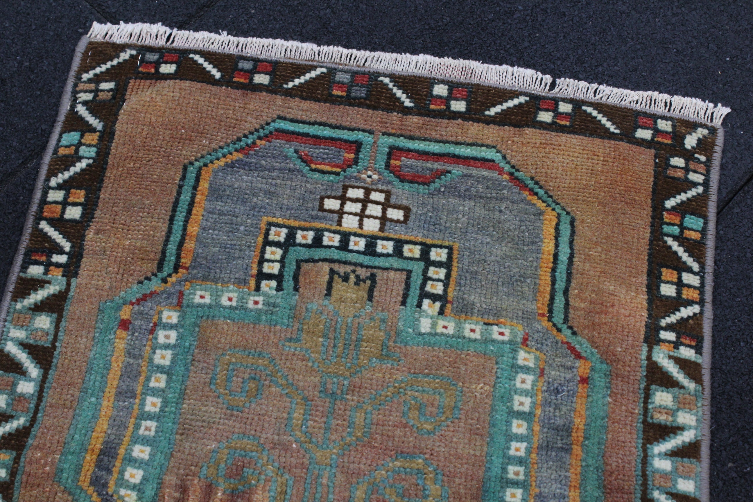 Turkish Rug, Small Rug, 1.6x3.1 Feet, Gray Rug, Brown Rug, Vintage Wool ...