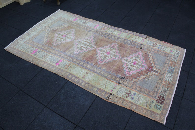 Antique Rug, 4x7.6 Area Rug, Brown Area Rug, Wool Rug, Tribal Rug, Vintage Area Rug, Turkish Rug, Bohemian Rug, Nursery Rug, Handwoven Rug image 3