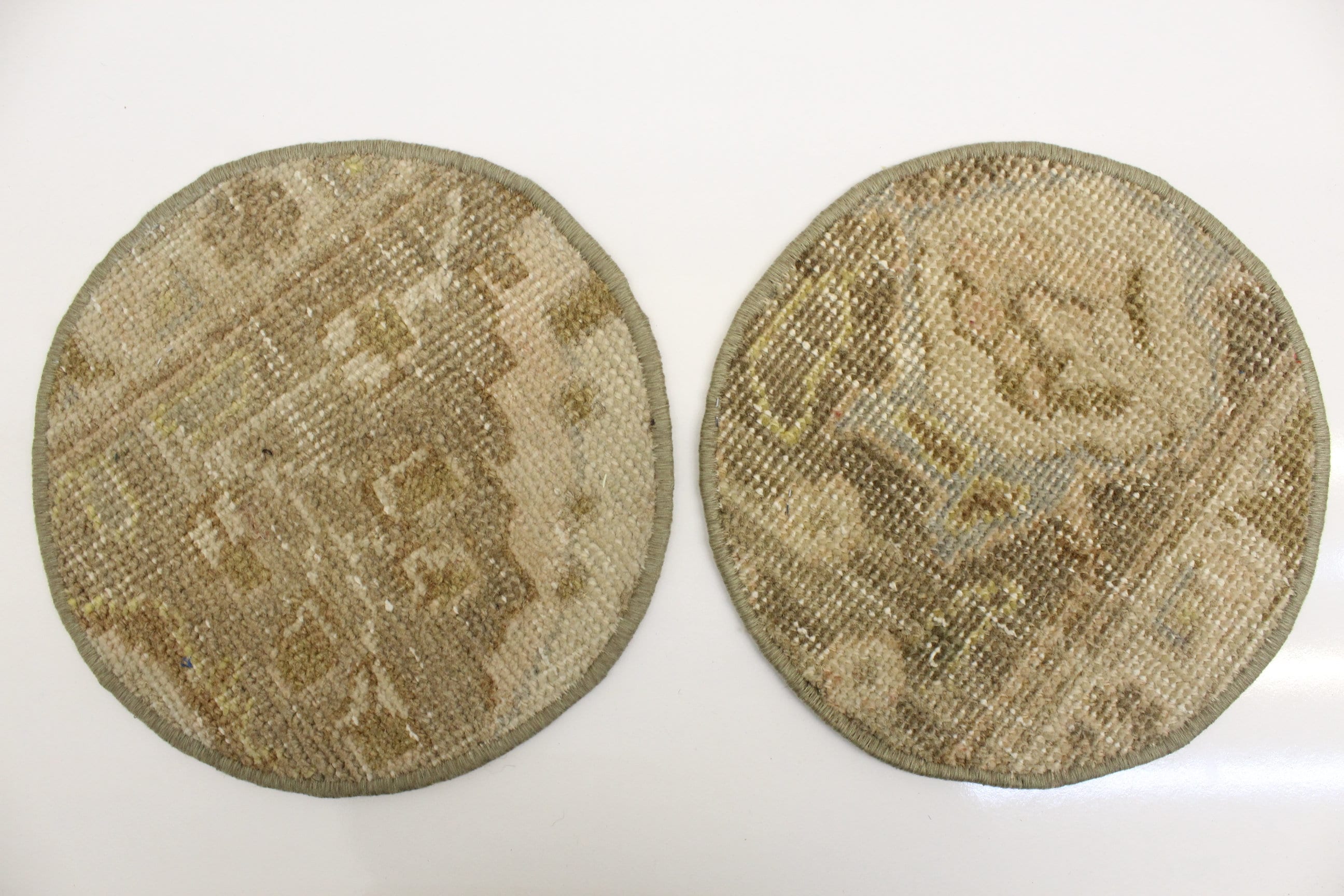 Set of Two Circle Rug Fragment, 0.9x0.9 Feet, Persian Rug