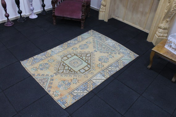 パッチワーク　ヴィンテージラグ　スモールラグ　トルコラグ キリムスタイル / パッチワークラグ トルコ手織り絨毯 216×120cm