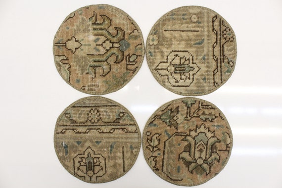 メーカー 一覧 Vintage Circle Feet 0.9x0.9 Rug, Four of Set Fragment, Rug ラグ・カーペット