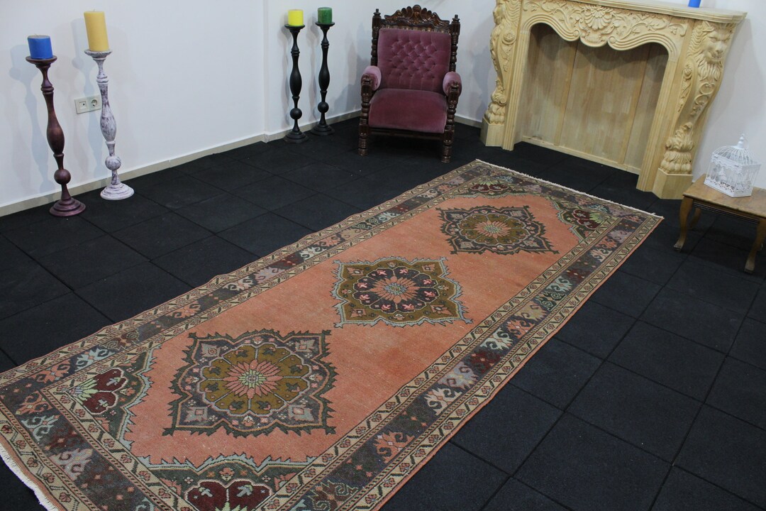 Vintage Runner Rug 4.5x11.2 Runner Rug Brown Runner Rug Etsy