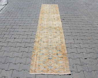 Ottoman History Carpet, 2.3x10.6 Vintage Runner Rug, Orange Rug, Wool Runner Rug, Antique Runner Rug, Hallway Runner Rug, Kitchen Rug, US