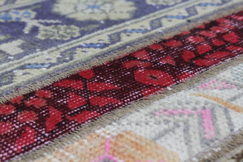 Patchwork Runner Rug Vintage Runner Rug Hallway Runner Rug Designer Rug 2.6x9.9 Runner Rug Turkish Rug Oushak Runner Distressed Rug