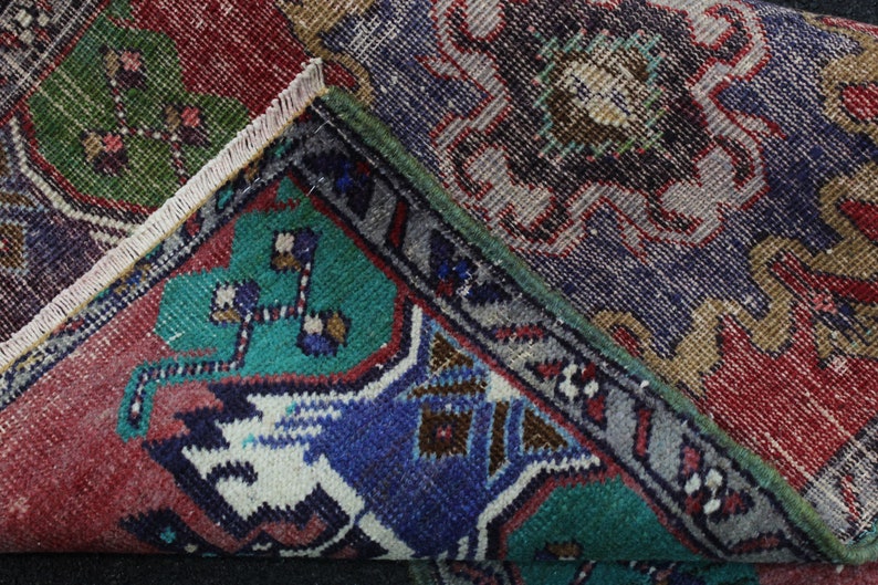 Vintage Oushak Rug Navy Rug Red Rug 1.6x2.7 Feet Kitchen Rug Small Rug Handmade Rug Bathroom Rug Turkish Rug Antique Rug Enrty Rug