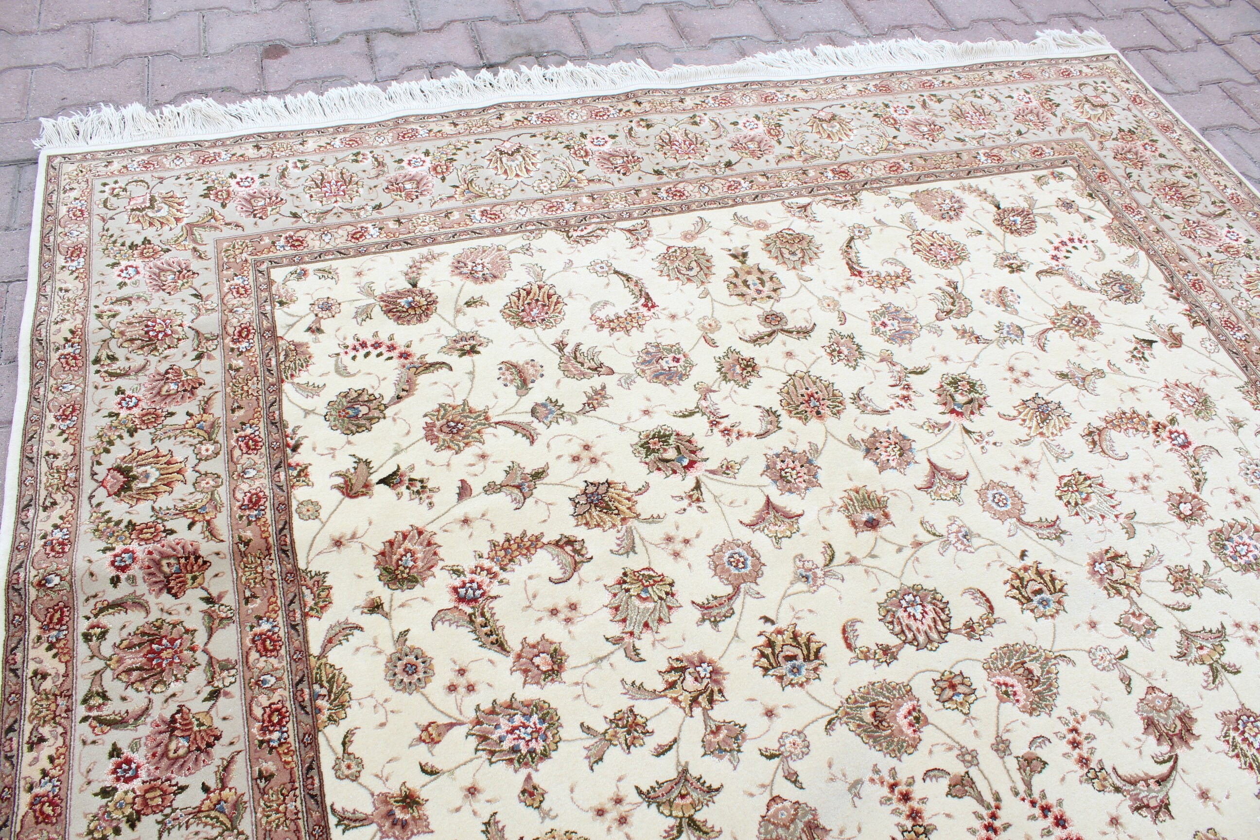 Floral Vintage Rug 7x9.8 Area Rug Cream Rug Turkish Rug Etsy