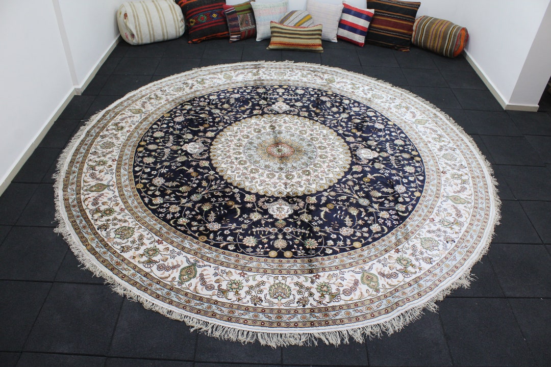 Oversized Silk Circle Rug, 9.9x9.9 Feet, Large Round Rug, Handmade Rug ...