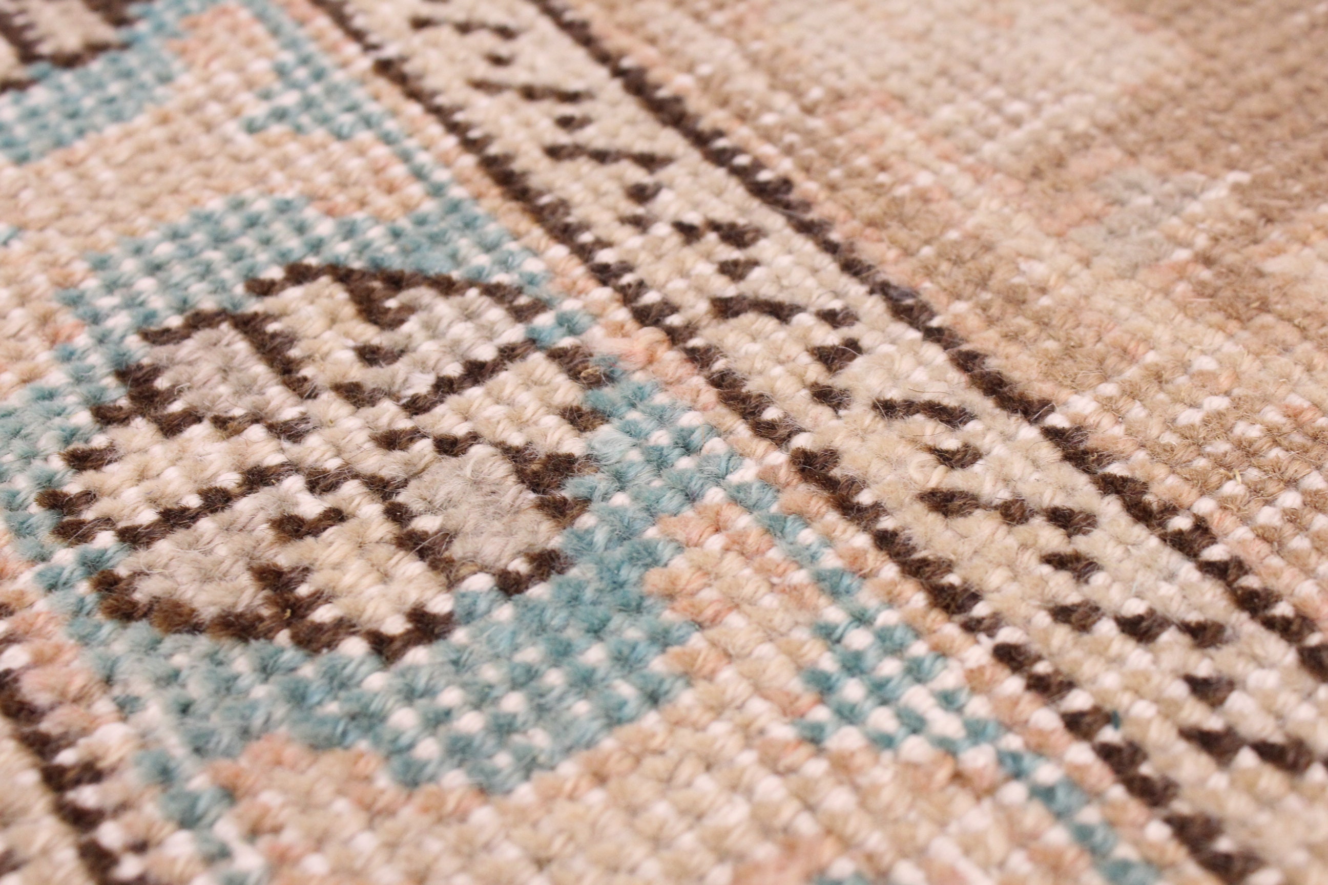 Vintage Circle Rug Fragment, Set of Four Rug, 0.9x0.9 Feet