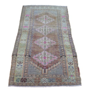 Antique Rug, 4x7.6 Area Rug, Brown Area Rug, Wool Rug, Tribal Rug, Vintage Area Rug, Turkish Rug, Bohemian Rug, Nursery Rug, Handwoven Rug image 2