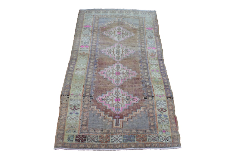 Antique Rug, 4x7.6 Area Rug, Brown Area Rug, Wool Rug, Tribal Rug, Vintage Area Rug, Turkish Rug, Bohemian Rug, Nursery Rug, Handwoven Rug image 2