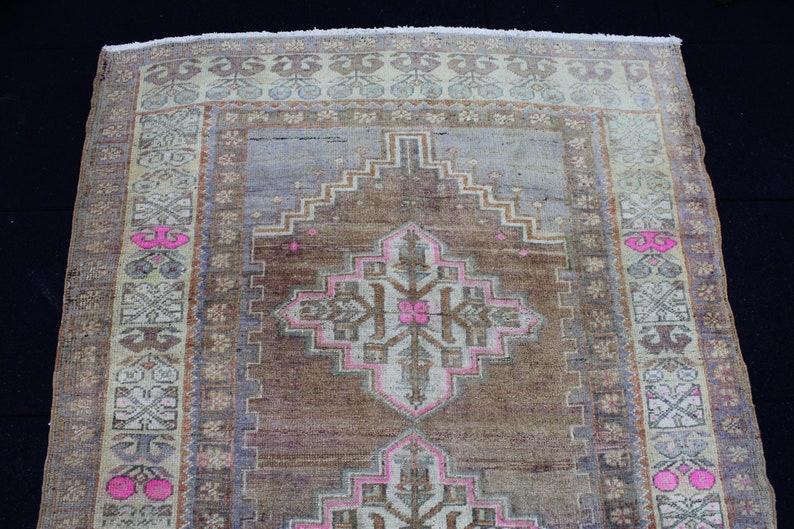 Antique Rug, 4x7.6 Area Rug, Brown Area Rug, Wool Rug, Tribal Rug, Vintage Area Rug, Turkish Rug, Bohemian Rug, Nursery Rug, Handwoven Rug image 4