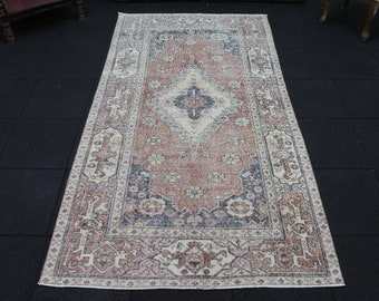 4x7.7 Patio Rug, Turkish Rug, Rustic Rug, Vintage Rug, Hand Knotted Rug, Anatolian Rug, Muted Rug, Distressed Rug, Bohemian Rug, Wool Rug