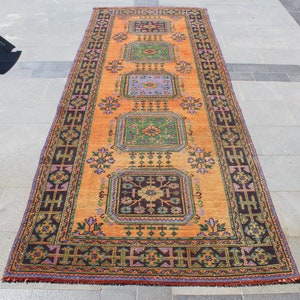 Vintage Turkish Extra Long Runner Rug, 4.3x11.3 Stair Runner, Oriental Rug, Oushak Rug, Hallway Runner Rug, Boho Runner Rug, Designer Rug