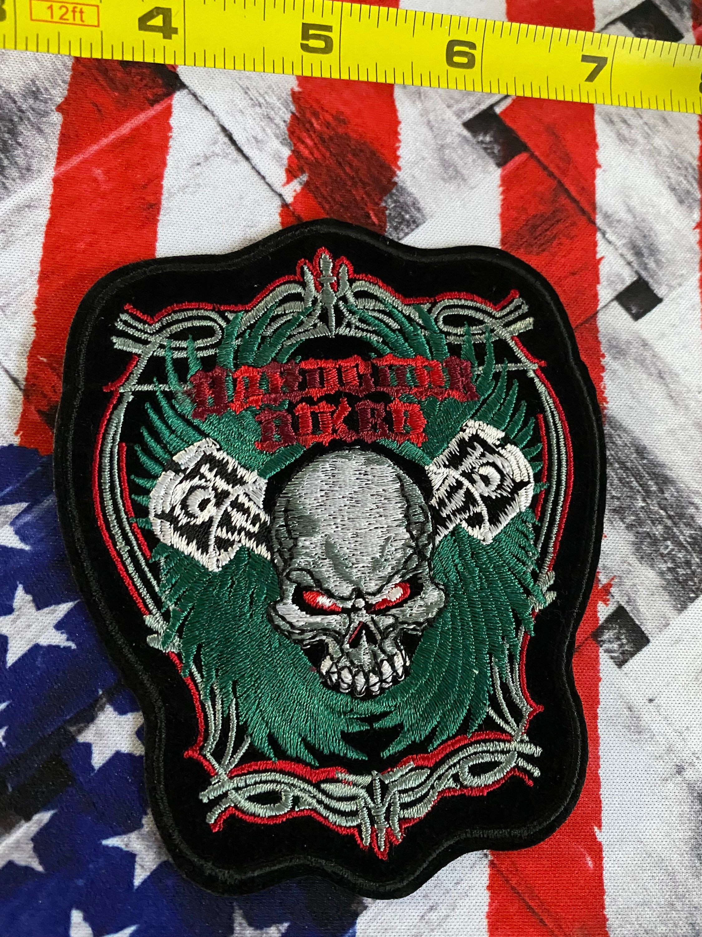 Large Iron On Patch • Embroidered Patch • Custom - Cloths - Punk - Vintage  • 1x Patch • Motor Head Skull