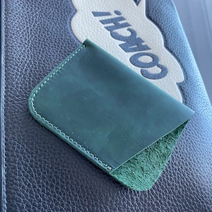 Porte-cartes full grain leather • Luxurious Smooth Surface • 4 » x 3 » - Vert