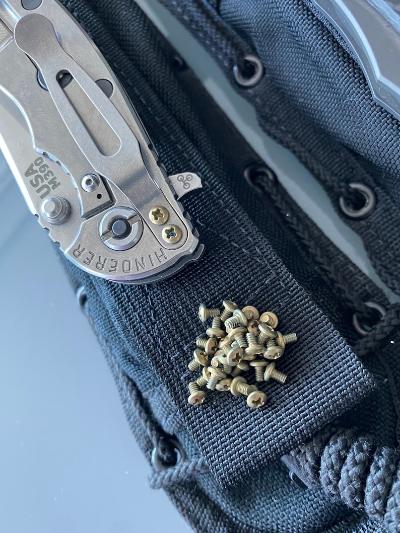 Phillips Pocket Clip Screws \u2022 Titanium \u2022 Fits Hinderer Firetac Models \u2022 2x Replacement Screws Only \u2022 Ano GOLD