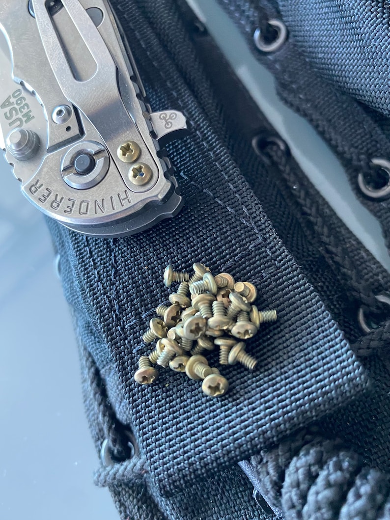 Phillips Pocket Clip Screws \u2022 Titanium \u2022 Fits Hinderer Firetac Models \u2022 2x Replacement Screws Only \u2022 Ano GOLD