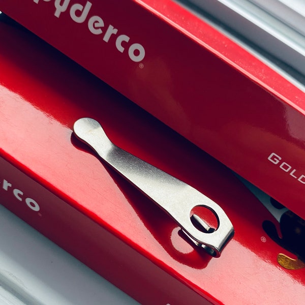 Spyderco Titanium Deep Carry Pocket Clip • Fits Spyderco Roc - More Listed - Replacement Clip • Silver - 1x Clip