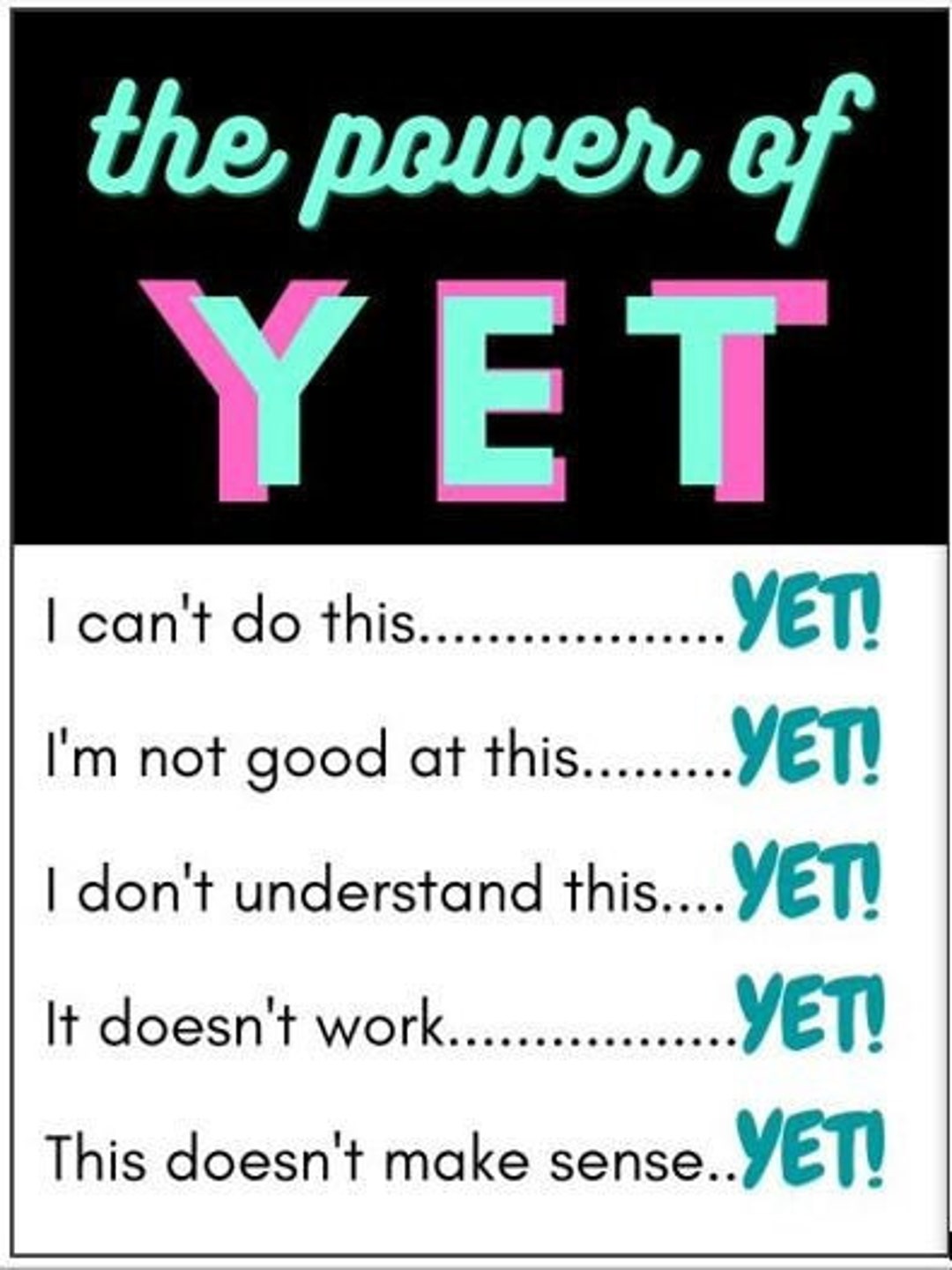 The Power of yet Printable Poster Growth Mindset INSTANT Etsy The Power of yet Printable Poster Growth Mindset INSTANT Etsy