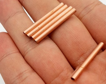 3x30 mm Copper Tube Beads, Raw Copper Spacer Beads for Jewelry Making, Long Tube Beads, Minimalist Necklace Supplies, DIY Craft Components