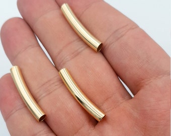 Złota rurka, mosiężna rurka makaronowa, rurka Himmeli, surowe mosiężne zakrzywione elementy rurowe, łącznik rurowy 5 x 30 mm, otwór 4,3 mm